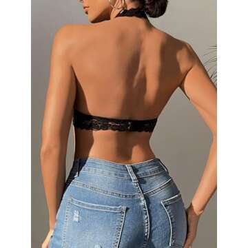 SOLY HUX Women’s 2 Piece Lace Bralette Set Black White