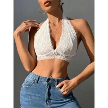 SOLY HUX Women’s 2 Piece Lace Bralette Set Black White