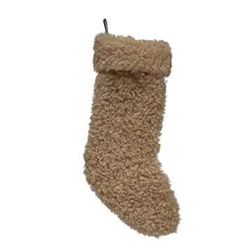 Cozy Tan Sherpa Fabric Stocking - Perfect Holiday Decor