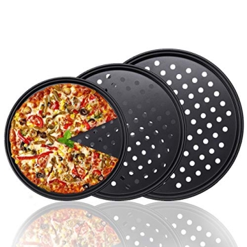 HomeMall 3 Pcs Pizza Crisper Trays, Pizza Pan with Holes for Oven, Non-Stick Perforated Pizza Baking...