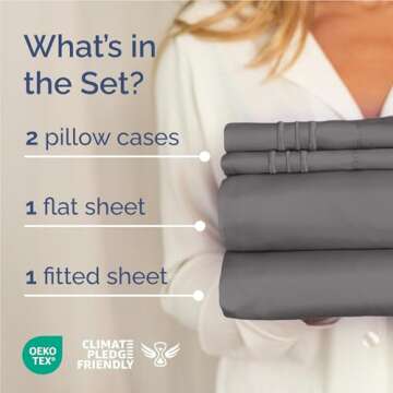 Full Size 4 Piece Sheet Set - Comfy Breathable & Cooling Bed Sheets Set - Hotel Luxury Bedding for W...