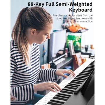 Digital Piano Keyboard 88 Key Semi-Weighted for Beginners,Full Size Electric Keyboard Piano with Sta...