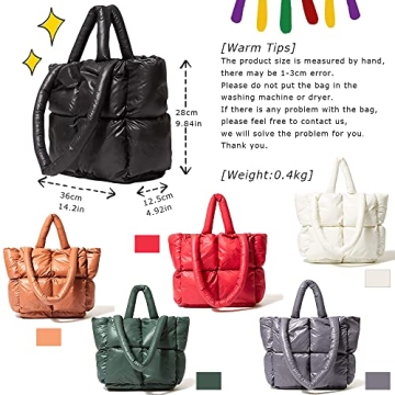 Women Quilted Puffer Tote Bag - Stylish & Spacious