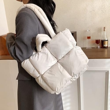 Women Quilted Puffer Tote Bag - Stylish & Spacious