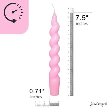 Gedengni Pink Candlesticks Short Taper Candles - 7 inches Funky Candle Sticks Spiral Tapered Candles Twisted Candles for Home Décor Dinner Weddings Women Gifts (2D4PC-PINK)