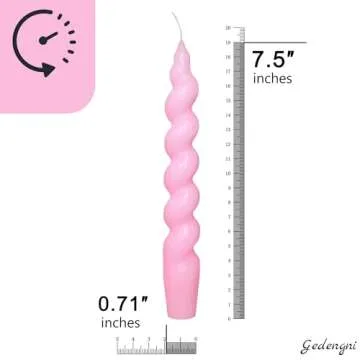 Gedengni Pink Candlesticks Short Taper Candles - 7 inches Funky Candle Sticks Spiral Tapered Candles Twisted Candles for Home Décor Dinner Weddings Women Gifts (2D4PC-PINK)