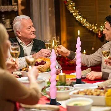 Gedengni Pink Candlesticks Short Taper Candles - 7 inches Funky Candle Sticks Spiral Tapered Candles Twisted Candles for Home Décor Dinner Weddings Women Gifts (2D4PC-PINK)