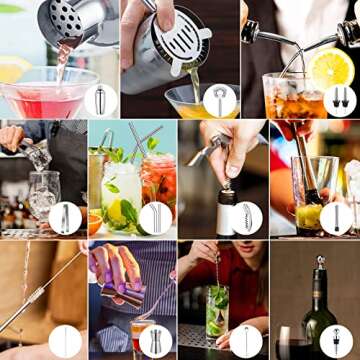18 Piece Cocktail Shaker Set, Stainless Steel Bartender Kit with Bamboo Stand, 25oz Martini Shaker, Muddler, Mixing Spoon, Measuring Jigger, Corkscrew, Pourers, Ice Tongs, Professional Home Bar Tools