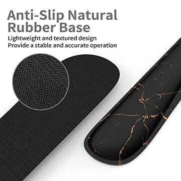 PULAIXIN Ergonomic Mouse Pad Wrist Support & Keyboard Set Memory Foam Non-Slip Rubber Base Cute Mouse Mat Coaster for Home,Computer,Office Easy Typing and Relieve Wrist Pain - Black Marble