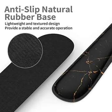 PULAIXIN Ergonomic Mouse Pad Wrist Support & Keyboard Set Memory Foam Non-Slip Rubber Base Cute Mouse Mat Coaster for Home,Computer,Office Easy Typing and Relieve Wrist Pain - Black Marble