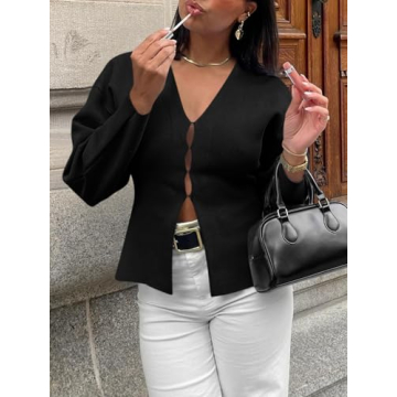 Saodimallsu V Neck Cardigan - Stylish & Versatile Sweater