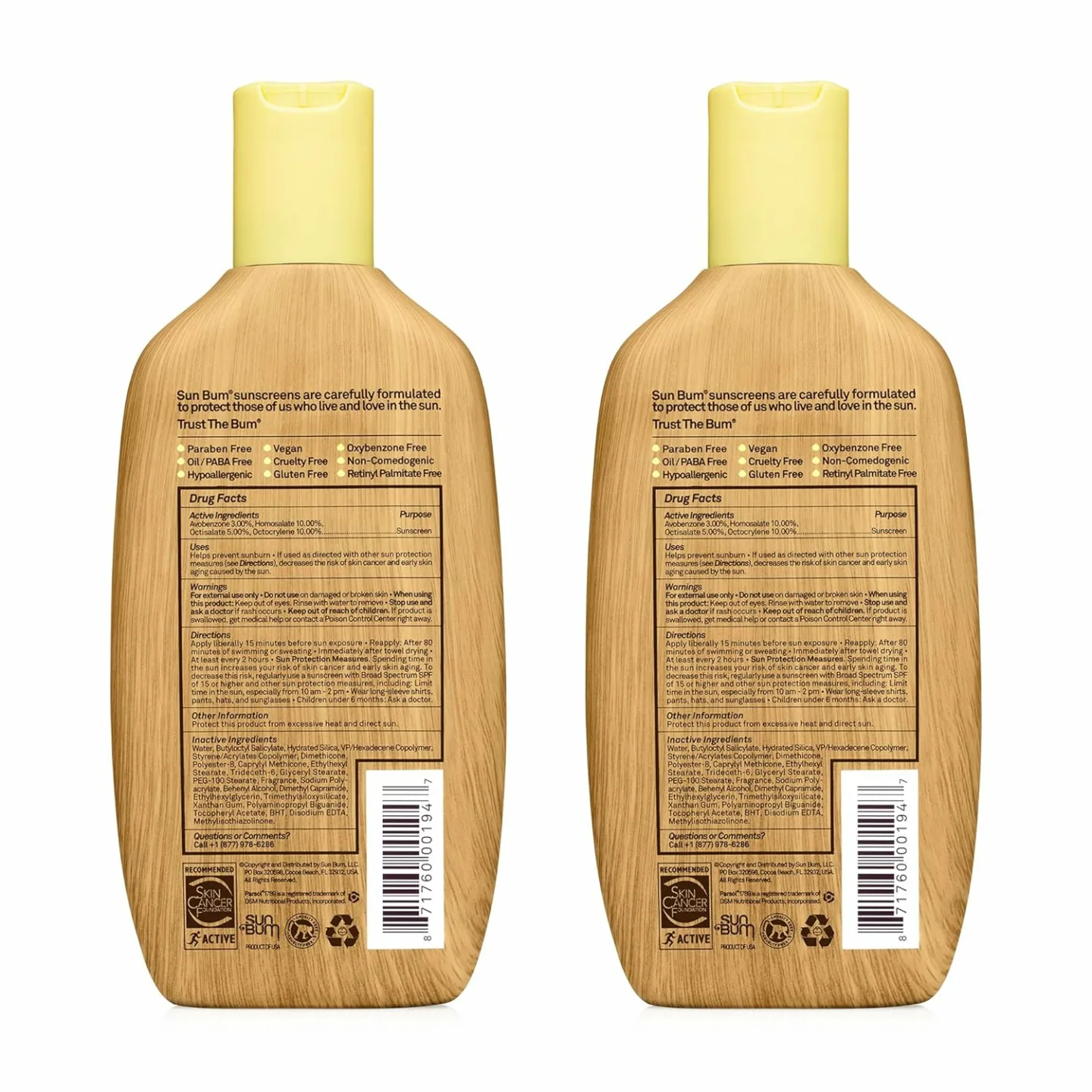 Sun Bum SPF 50 Sunscreen - Vegan, Reef Safe 2 Pack