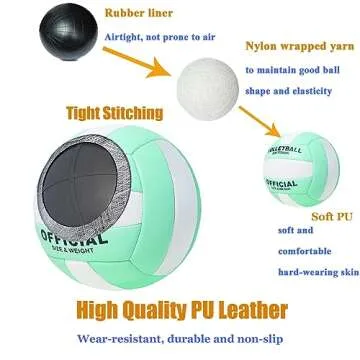 PETIT MANON Volleyball Official Size 5, Volleyball Kit for Indoor Outdoor Play,Soft Volleyball Beach Volleyball for Youth Teens Adult,Colorful Volleyball for Training, Competition, Gym