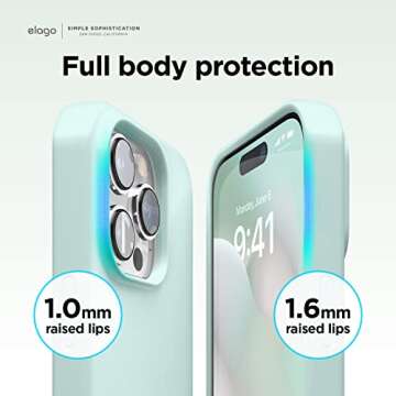 elago Compatible with iPhone 14 Pro Max Case, Liquid Silicone Case, Full Body Protective Cover, Shockproof, Slim Phone, Anti-Scratch Soft Microfiber Lining, 6.7 inch (Mint)