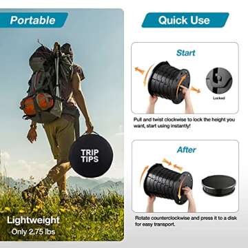 TRIPTIPS Upgrade Retractable Portable Toilet Travel Toilet Adjustable Height Camping Toilet Portable Potty for Adults Kids, Foldable Portable Toilet for Camping/Car