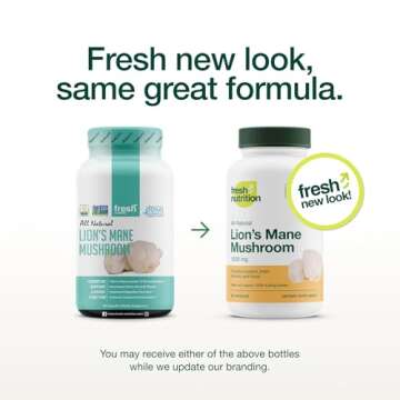 Fresh Nutrition Organic Lions Mane Mushroom Capsules - Strongest DNA Verified Formula - Rich in Alph...
