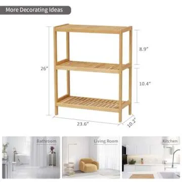 Elepude Bamboo 3-Tier Bathroom Shelf - Eco-Friendly Storage