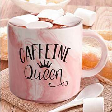 Caffeine Queen Marble Mug for Coffee Lovers - Unique Gift