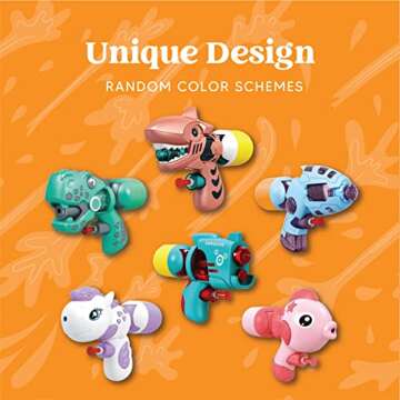 Sloosh 6 Pack Animal Water Gun for Kids, Water Blaster Squirt Guns and Pump Super Water Soakers for ...