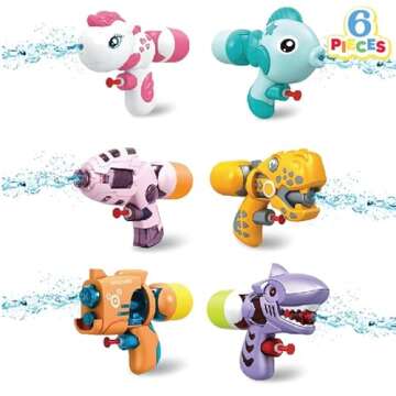 Sloosh 6 Pack Animal Water Gun for Kids, Water Blaster Squirt Guns and Pump Super Water Soakers for Kids Summer Swimming Pool Beach Outdoor Water Activity Fighting Play Toys Random Color