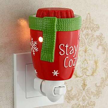 STAR MOON Pluggable Electric Fragrance Ceramic Wax Melt Night Light Warmer for Christmas Decoration No fire Hazard Packed with Two Bulbs