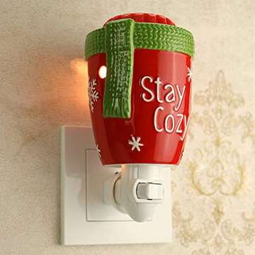 STAR MOON Pluggable Electric Fragrance Ceramic Wax Melt Night Light Warmer for Christmas Decoration No fire Hazard Packed with Two Bulbs