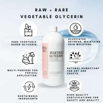 Vegetable Glycerin/Glycerine Quart (32 fl. oz.), Natural Pure USP Food Grade/Cosmetic Grade, For Skin, Hair, Crafts, Soap Base Oil - Kosher, Halal and Pharmaceutical for by Raw Plus Rare