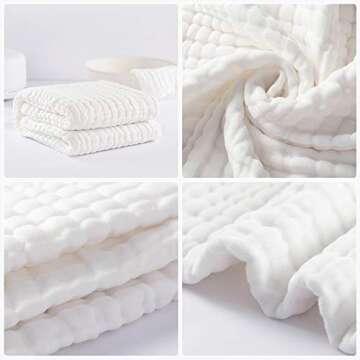 Yoofoss Baby Bath Towel 100% Muslin Cotton Hooded Towels for Babies, Infant and Toddler, Large 32x32Inch, Extra Soft and Absorbent Newborn Essential