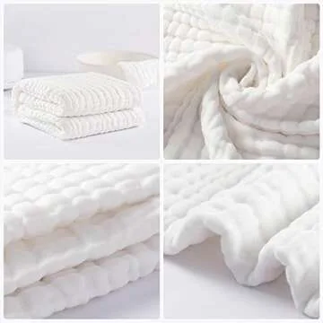 Yoofoss Baby Bath Towel 100% Muslin Cotton Hooded Towels for Babies, Infant and Toddler, Large 32x32Inch, Extra Soft and Absorbent Newborn Essential