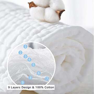 Yoofoss Baby Bath Towel 100% Muslin Cotton Hooded Towels for Babies, Infant and Toddler, Large 32x32Inch, Extra Soft and Absorbent Newborn Essential