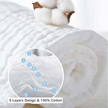 Yoofoss Baby Bath Towel 100% Muslin Cotton Hooded Towels for Babies, Infant and Toddler, Large 32x32Inch, Extra Soft and Absorbent Newborn Essential