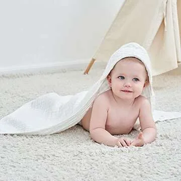 Yoofoss Baby Bath Towel 100% Muslin Cotton Hooded Towels for Babies, Infant and Toddler, Large 32x32Inch, Extra Soft and Absorbent Newborn Essential