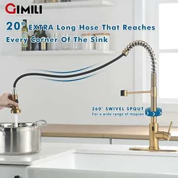 GIMILI Gold Touchless Kitchen Faucet with Pull Down Sprayer Motion Sensor Smart Hands-Free Activated Single Hole Spring Faucet for Kitchen Sink