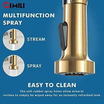 GIMILI Gold Touchless Kitchen Faucet with Pull Down Sprayer Motion Sensor Smart Hands-Free Activated Single Hole Spring Faucet for Kitchen Sink