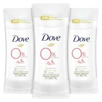 Dove Rose Petals 0% Aluminum Free Deodorant 3-Pack