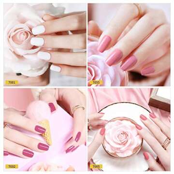 AZUREBEAUTY Gel Nail Polish Set - 8 Colors Nude Pink Glitter Gel Kit