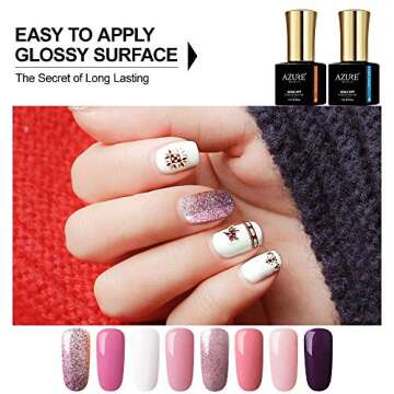AZUREBEAUTY Gel Nail Polish Set - 8 Colors Nude Pink Glitter Gel Kit
