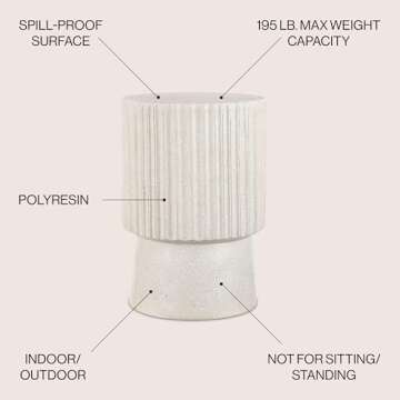 JONATHAN Y TBL1102B Louisa 19" Modern Art Deco Tambour Indoor/Outdoor Accent Table Art Deco, Minimal...