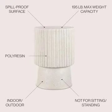 JONATHAN Y TBL1102B Louisa 19" Modern Art Deco Tambour Indoor/Outdoor Accent Table Art Deco, Minimal...