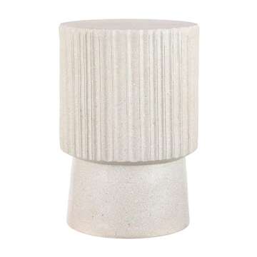 JONATHAN Y TBL1102B Louisa 19" Modern Art Deco Tambour Indoor/Outdoor Accent Table Art Deco, Minimalist, Contemporary, Bohemian, Mid-Century, Patio, Garden, Bathroom,Living Room, Cream Terrazzo Finish