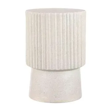 JONATHAN Y TBL1102B Louisa 19" Modern Art Deco Tambour Indoor/Outdoor Accent Table Art Deco, Minimalist, Contemporary, Bohemian, Mid-Century, Patio, Garden, Bathroom,Living Room, Cream Terrazzo Finish