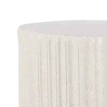 JONATHAN Y TBL1102B Louisa 19" Modern Art Deco Tambour Indoor/Outdoor Accent Table Art Deco, Minimalist, Contemporary, Bohemian, Mid-Century, Patio, Garden, Bathroom,Living Room, Cream Terrazzo Finish