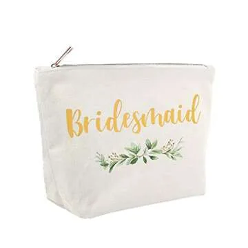 ELEGANTPARK Bride Bridesmaid Gifts Set of 5 Wedding Party Gifts for Maid of Honor Makeup Bag Bridesmaid Cosmetic Bag Canvas