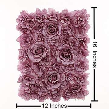 Blush Blooms Premium Decorative Flower Panel for Flower Wall Handmade with Artificial Silk Flowers for Wall Decor, Flower Wall, Wedding, Bridal & Baby Shower, and Event Decor (Purple)