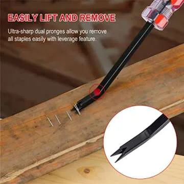 Staple Remover, Staple Puller, Upholstery Tools Staple Lifter, Double Prongs Design, Tack Puller Nail Puller for Removing Various Staples for Furniture, Floor, Wooden Case, Carton, Photo Frame, Carpet