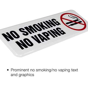 Excello Global Products No Smoking No Vaping Sign: Indoor Outdoor No Smoking Warning. 9 x 3 Inches, Pack of 4