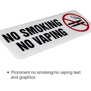 Excello Global Products No Smoking No Vaping Sign: Indoor Outdoor No Smoking Warning. 9 x 3 Inches, Pack of 4