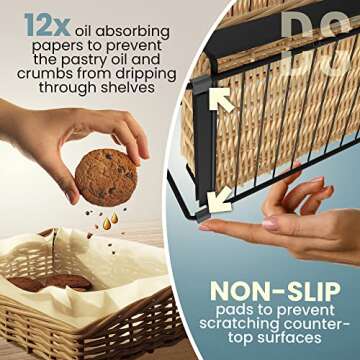 DS THE DISPLAY STORE 3 Tier Countertop Willow Basket Stand, Chalk Label & Removable Baskets, Retail Tower Storage Shelves Cookie Candy Display Rack