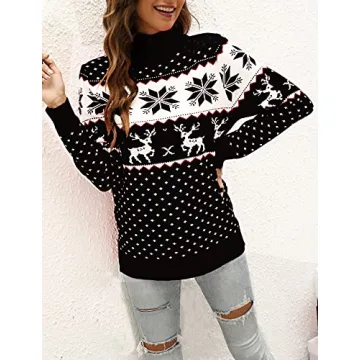 Festive Women's Ugly Christmas Sweater Reindeer Snowflake Design