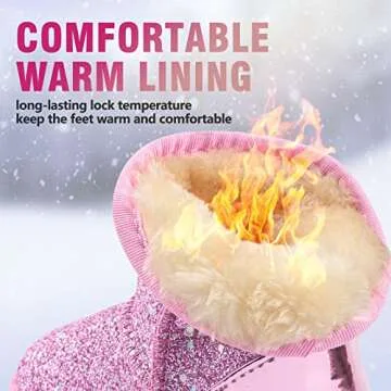 Elcssuy Girls Glitter Snow Boots Toddler/Little Girls Warm Winter Comfy Cute Outdoor Sparkle Boots Pink 10 Toddler